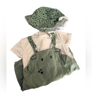 Mayoral Safari Zoo Romper and Hat Set Cream, Sage Green 6-9M Giraffe Animals